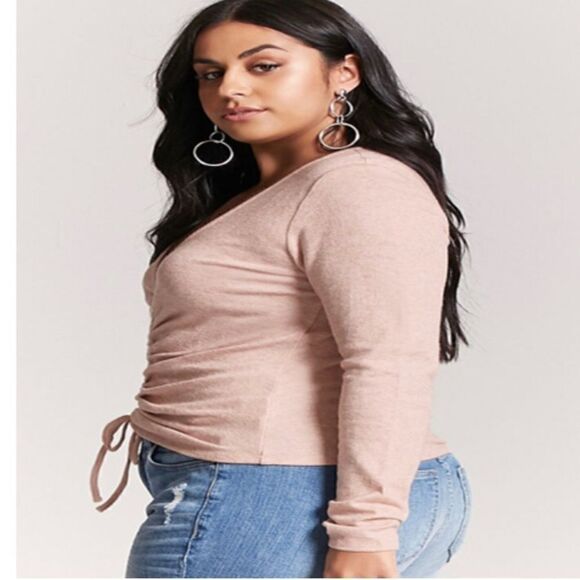 2/$30 Brushed Marled Ruched Drawstring Sweater - Picture 4 of 10